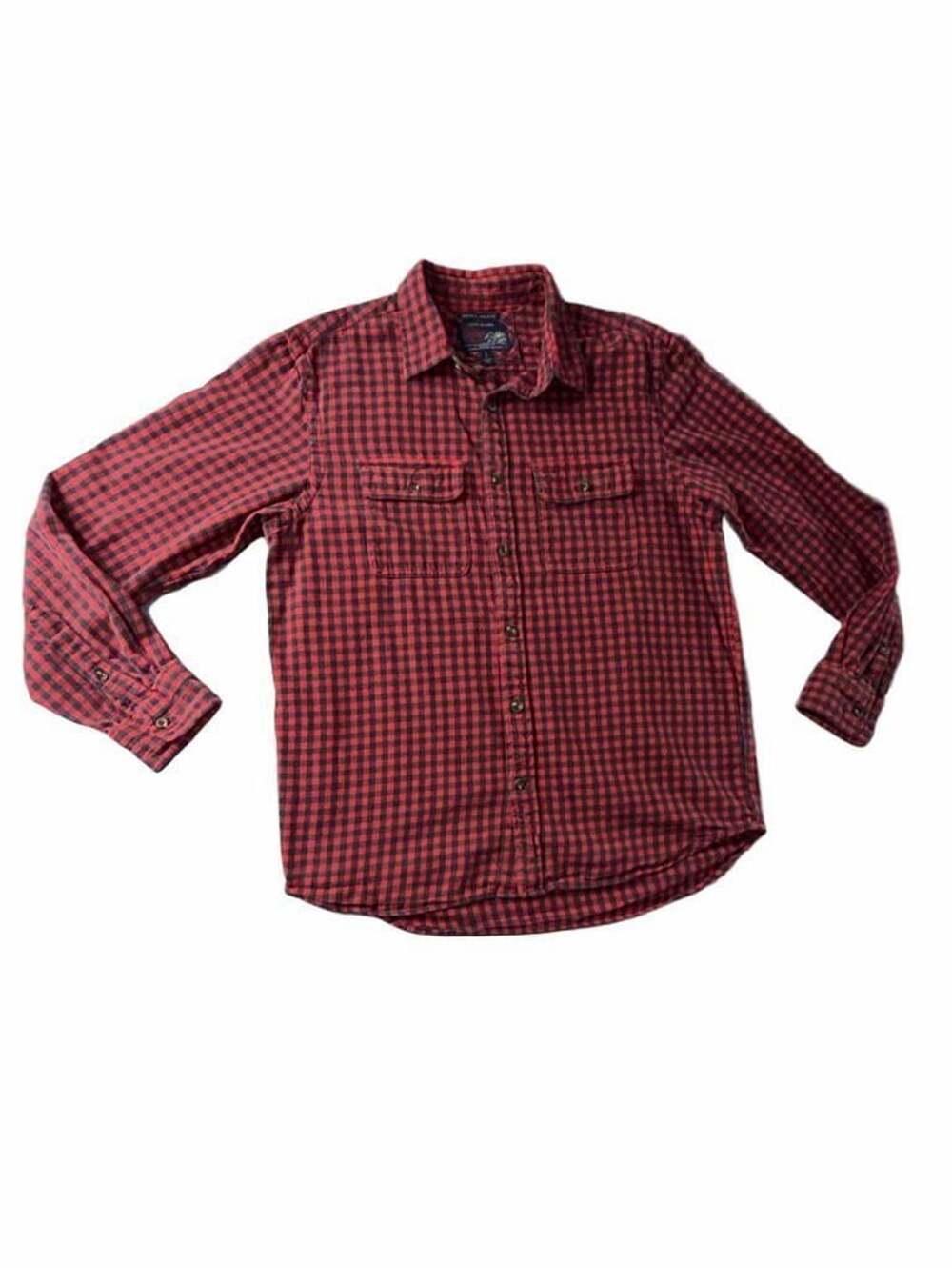 Old Navy Vintage Flannel Shirt Size L Red Black Buffalo Plaid Long Sleeve